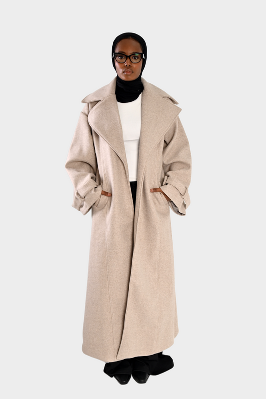 Beige/grey wool coat